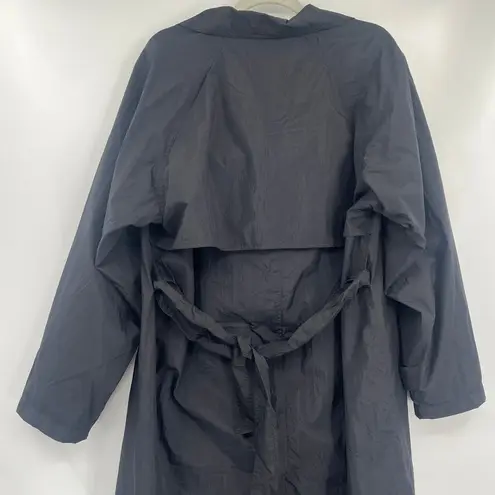 Y2K MESPO Packable Trench Womens Coat Sz L Rain Jacket Clean Girl 90s Minimalist Black Size L