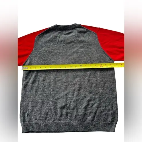 Retro Argyle Bear Motif Red Gray Sweater Size Small Preppy Kidcore