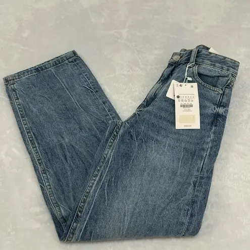 Bershka High Waist Straight Leg Denim Jeans Blue 100% Cotton Size 00 NWT Y2K
