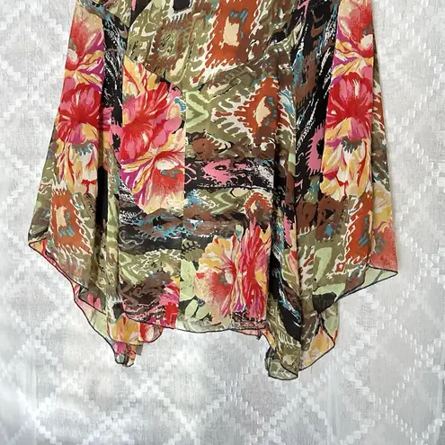 VTG Y2K Lola P Skirt Women L Dark Chiffon Floral Sequin Forest Fairy Whimsigoth Green Size L