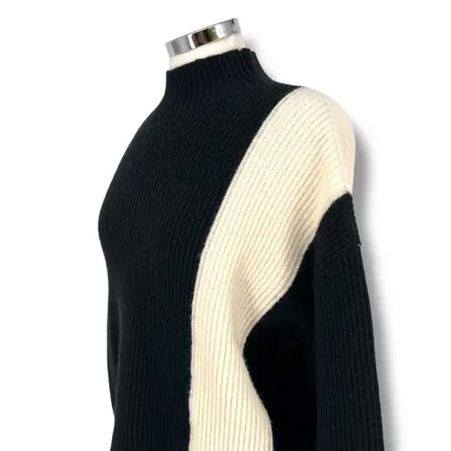 Commense Miss Paris Black White Colorblock Ribbed Knit Sweater Size Small