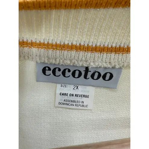 Eccotoo Womens Cream Knit Cardigan Sweater Size 2X Academia Preppy Quiet Luxury Brown