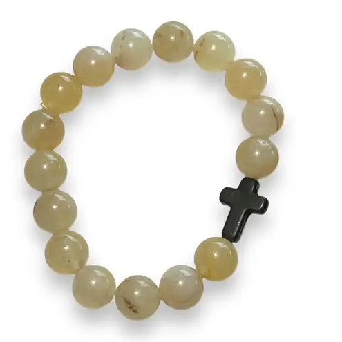 Unisex Set of 2 Beaded Cross Religious Christian Stretch Bracelets