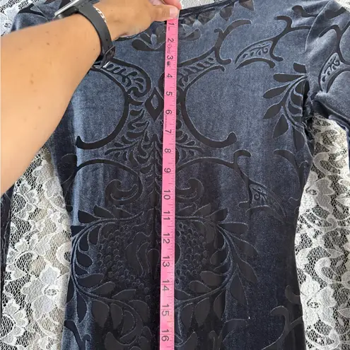 Symphony NWOT dark gray Backless Long Sleeve Dress burnout velvet paisley sheer