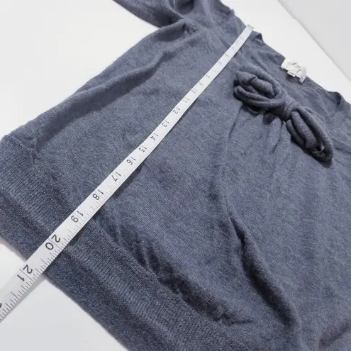 Milly of New York 100% Merino Wool Bow Gray Knit Blouse 3/4 Sleeves