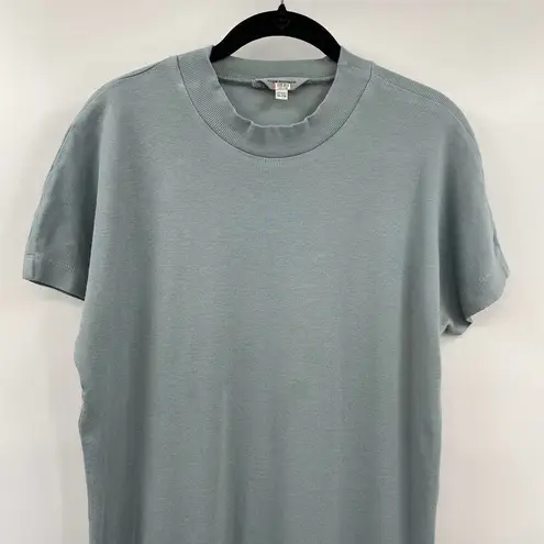 Club Monaco Dress Maxi Ribbed Tea Dyed Mock Neck Stretchy Teal Womens Size XL