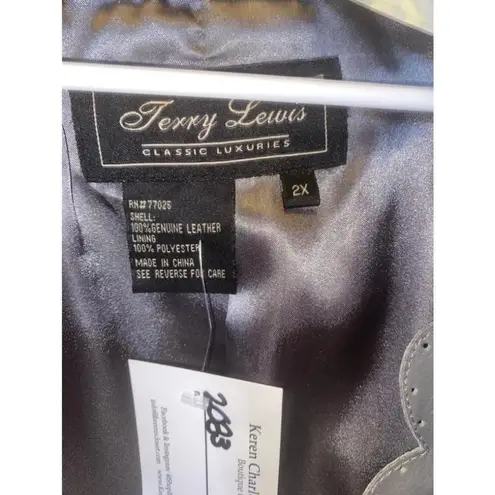 Terry Lewis Luxuries grey leather jacket with belt size 2X Gray