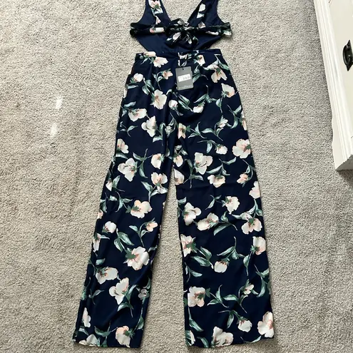 Missguided Chiffon Floral Jumpsuit Tie Backless women’s size 6 NWT