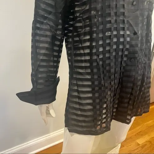 Ellen Tracy Linda Allard Sheer Check-Pattern Blouse/Cover Up