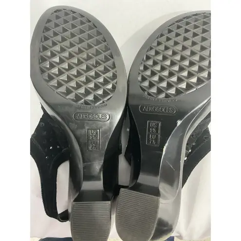 Aerosoles Womans Size 9.5 Black Vented Peep Toe Sling Back Heel Sandal