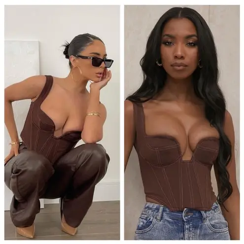 House Of CB House‎ of CB Mae Corset Top Brown NWOT size XS