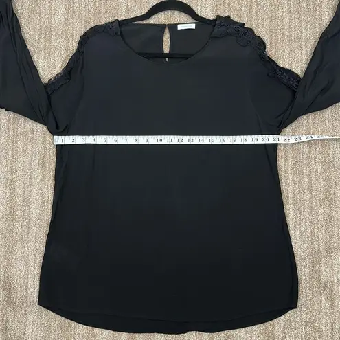 Fiorella Rubino Black Longsleeve Mesh Detail Evening Top Viscose Women Size 10