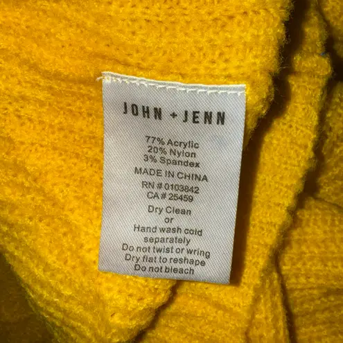 John + Jenn Yellow Varsity Stripe Mock Neck Sweater Size M NWT!