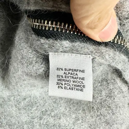 Michelle Mason Alpaca Merino Wool Sweater Size XS Gray V-Neck Side Zip Classic