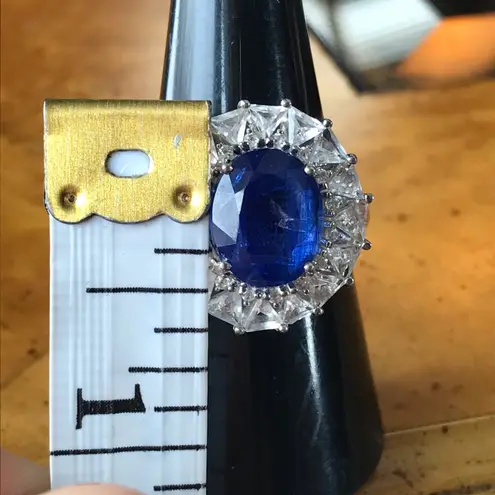 Natural Blue Kyanite Sterling Silver Cocktail Ring Discounted Size 8