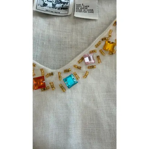 Carole Little Irish Linen Blouse size L White Size L