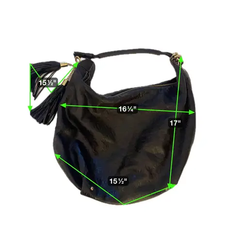 Just Cavalli Black Leather Hobo Bag with Tassel Charms