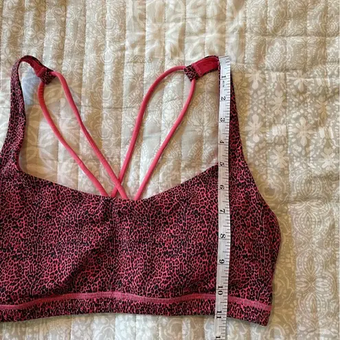 CRZ Yoga Pink & Black Leopard Print Low Support Strappy Back Sports Bra Medium