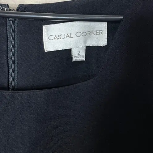 CASUAL CORNER Black White Square Neck Sheath Dress & Blazer Suit Set Size 2/6