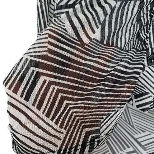 Sweet Rain Young Contemporary Top Womens Large Elastic Blouse Sheer Long Sleeve