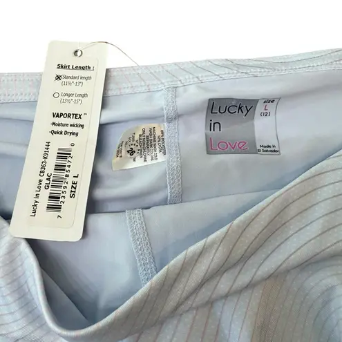 Lucky in Love Womens Incognito Rally Skort Glace Blue Tiered Ruffles Size L NEW Size L