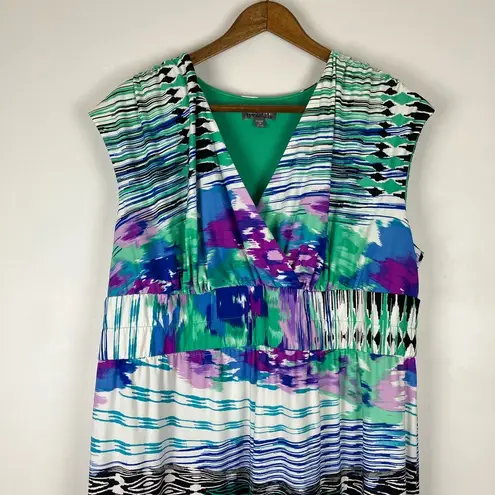 Roz & Ali  Plus Size Blue Green White Purple Striped Tie Dye Summer Maxi …