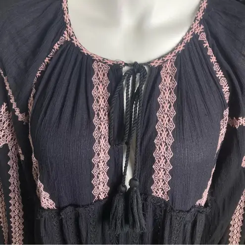 Free People  Dress large Wild Horses Eyelet black embroidered.mini dress