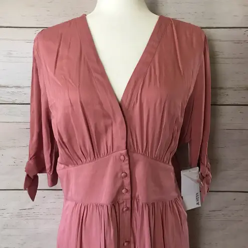 JustFab Tie Sleeve Midi Shirt Dress