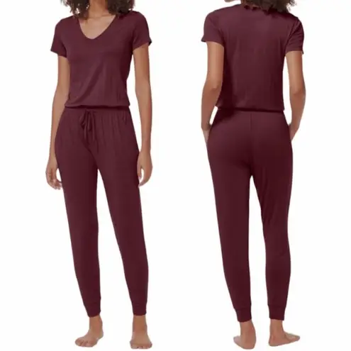 NWT Tommy John Burgundy Short Sleeve One Drawstring Jumpsuit Loungewear Large Red