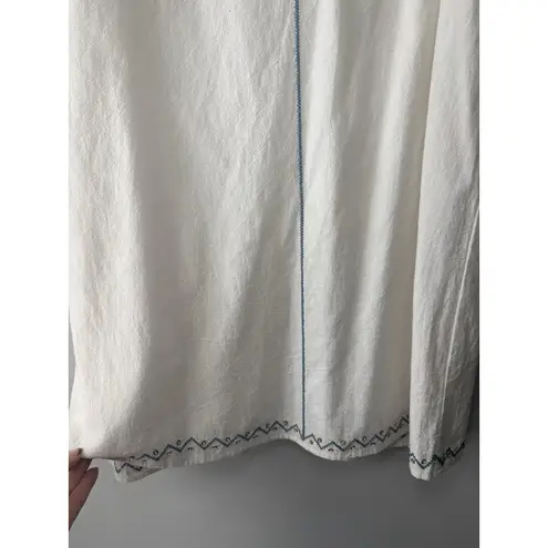 Free People  Samson Embroidered Beaded Mini Dress In Ivory/Blue Low Back Cotton - Image 9