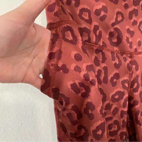 Leg End Burnt Orange Leopard Print Active Wear Pocket Leggings Size M Size M
