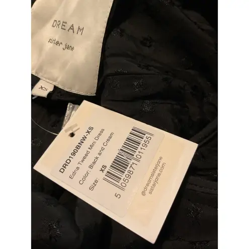 Dream SisTweed Puff Sleeve Square Neck Mini Dress Black & Cream NWT XS