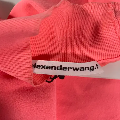 Alexander Wang NWT Logo Appliqué Mock Neck Body-Con Minidress 4KC1236032 Pink L
