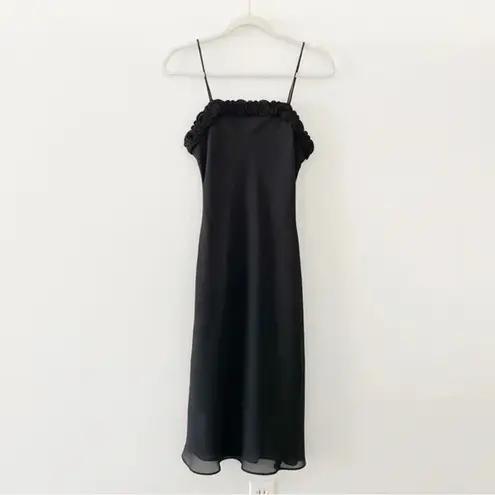 Breakin Loose Vintage Y2K Rosette Appliqué Midi Dress Black Size 3/4