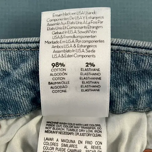 MOTHER Denim Mother The Looker Ankle Snippet Zapped Light Wash Raw Hem Skinny Jeans