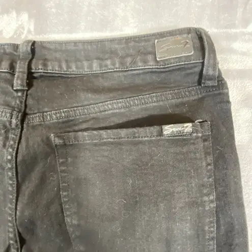 Seven7 Weekend Shorts Womens 12 Black Flat Front Mid Rise Zip Denim Stretch 6"