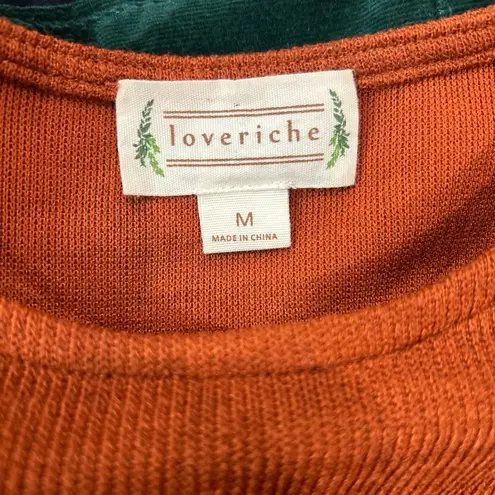 Love Riche Medium Burnt Orange Puffy Shoulder Long Sleeve Top