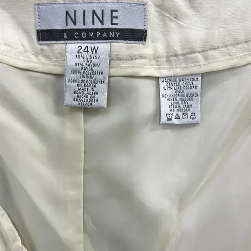 Nine & Co. Linen Blend Straight Leg  Lined Cargo Pants Womens 24W Beige‎