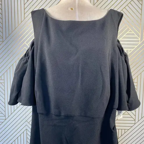 Eliza J Black Cold Shoulder Ruffle Cocktail Dress