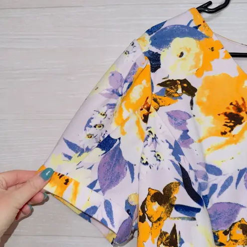 Preston & York Women's Size 16 Short Sleeve Floral Print V Neck Sheath Dress