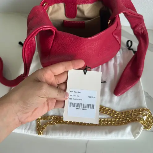 Cuyana New Mini Bow Bag Raspberry, Pebbled, Gold