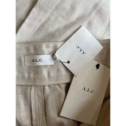 A.L.C. Barrett High Waist Wide Leg Cotton Linen Beige Cream Pant Size 6