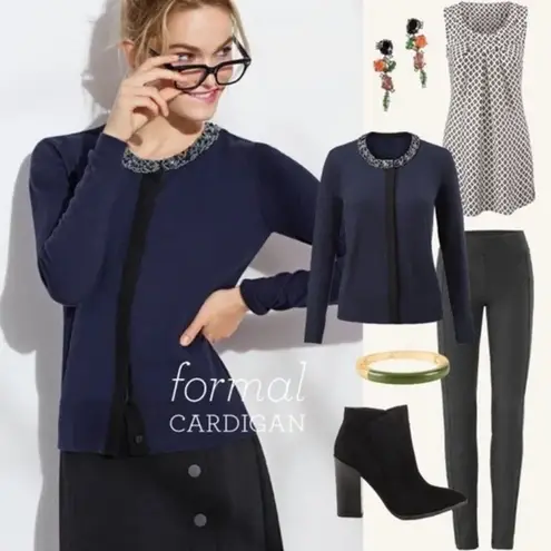 CAbi  Style 3304 Formal Cardigan in Midnight Blue Size XS - Image 2