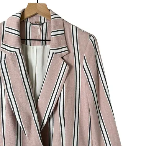 Free People  Uptown Girl Oversized Blazer in Pink‎ Stripes 100% Cotton, Small