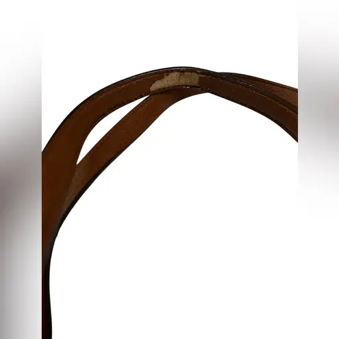 LAUREN Ralph Lauren Flamingo Embroidered Canvas Tote Bag with Leather Trim Blue