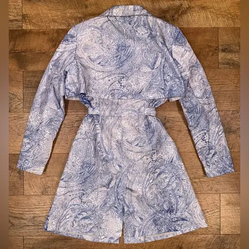 Badgley Mischka American Glamour Raincoat/Trenchcoat – Elegant Blue & Gray