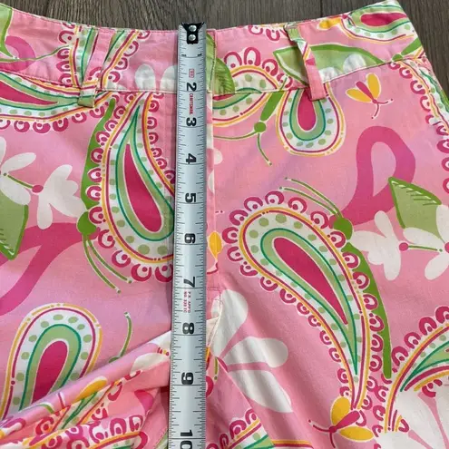 Lilly Pulitzer  Vintage Cheeri-O Pants Pink Paisley Floral Butterfly Crop Capri 0