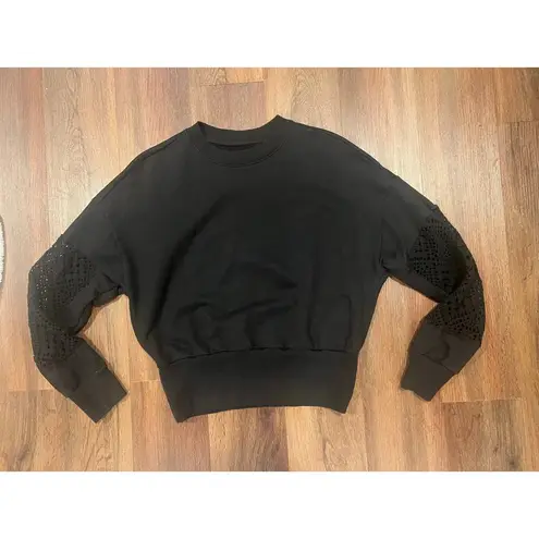 Womens tns TENNIS Crew Neck crochet Cotton Sweater XS Black