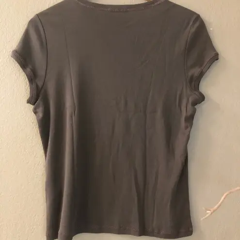 Belgium Xandres Graphic Tee Anis Sole Lily Frutti European Travel Vacation Brown Size L