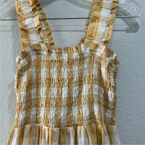 Abercrombie & Fitch  Plaid Maxi Dress Yellow White Picnic Long Ruffle Small